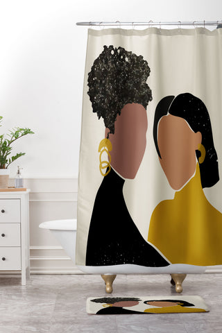 Domonique Brown Black Love No 1 Shower Curtain And Mat