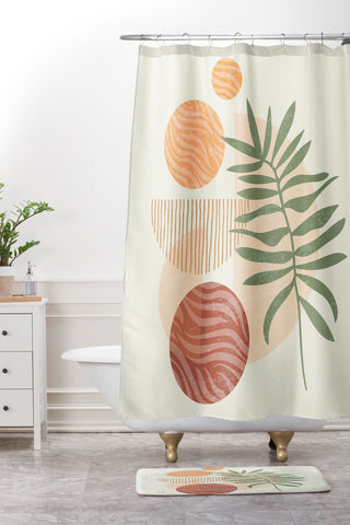 Domonique Brown Blurred Lines Shower Curtain And Mat