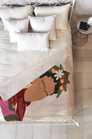 Domonique Brown Frida Kahlo I Fleece Throw Blanket