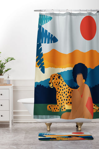Domonique Brown Jungle Boogie I Shower Curtain And Mat