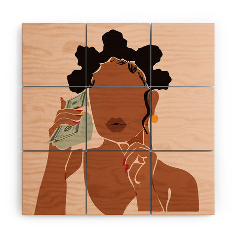 Domonique Brown Mo Money No Problems Wood Wall Mural