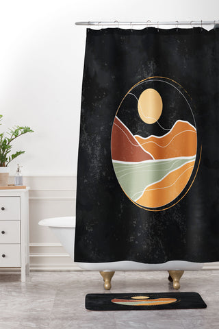Domonique Brown Night Cowboy Shower Curtain And Mat
