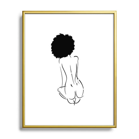 Domonique Brown Nude in Black No 2 Metal Framed Art Print
