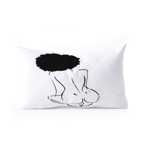 Domonique Brown Nude in Black No 2 Oblong Throw Pillow