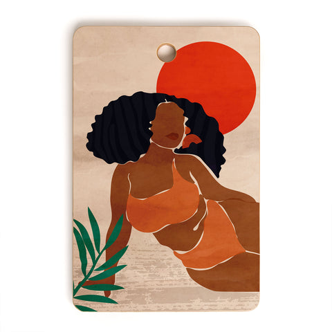 Domonique Brown Red Sun Cutting Board Rectangle