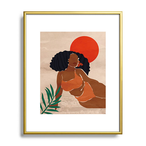 Domonique Brown Red Sun Metal Framed Art Print