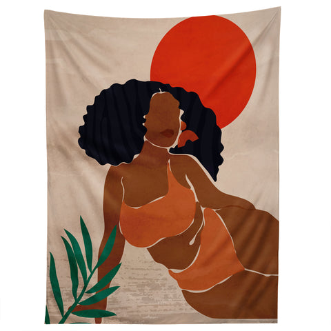 Domonique Brown Red Sun Tapestry