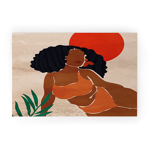 Domonique Brown Red Sun Welcome Mat