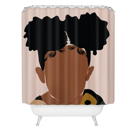 Domonique Brown Two Puffs Shower Curtain