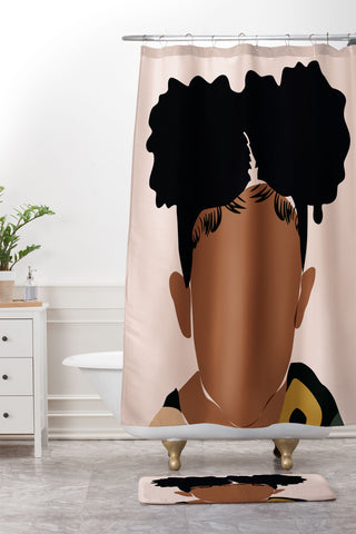 Domonique Brown Two Puffs Shower Curtain And Mat