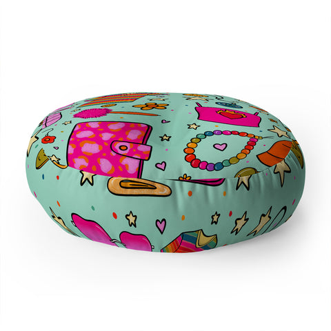 Doodle By Meg 90s Things Print Floor Pillow Round