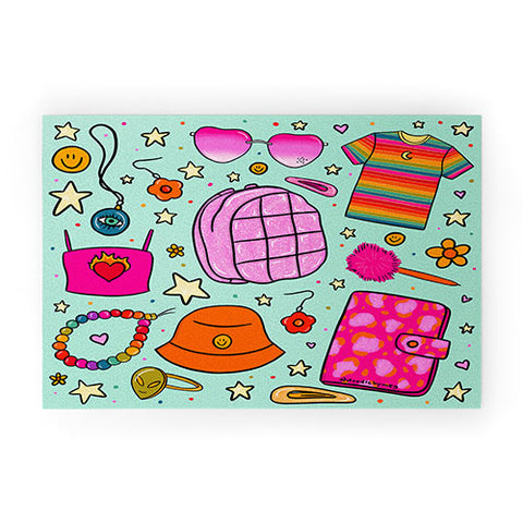 Doodle By Meg 90s Things Print Welcome Mat