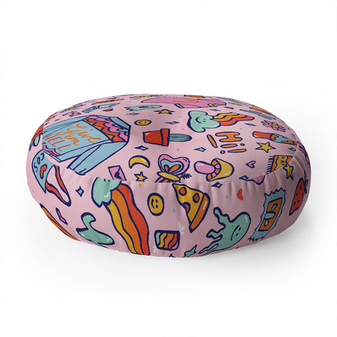 Doodle By Meg All the Fun Things Floor Pillow Round