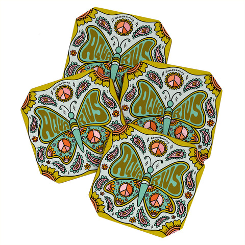 Doodle By Meg Aquarius Butterfly Coaster Set