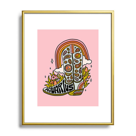 Doodle By Meg Aquarius Cowboy Boot Metal Framed Art Print