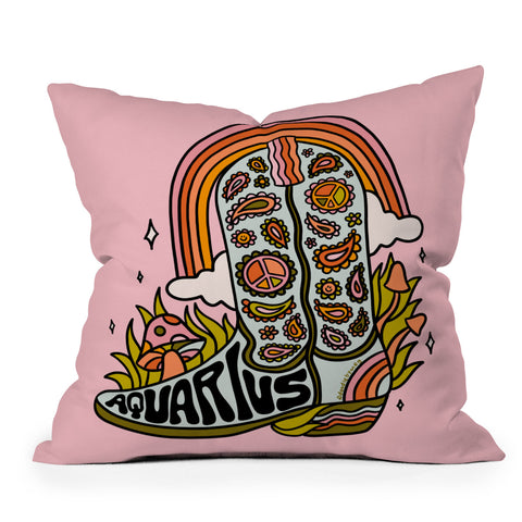 Doodle By Meg Aquarius Cowboy Boot Throw Pillow