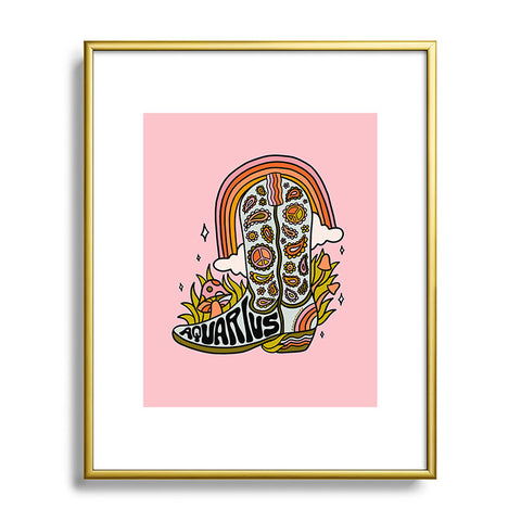 Doodle By Meg Aquarius Cowboy Boots Metal Framed Art Print