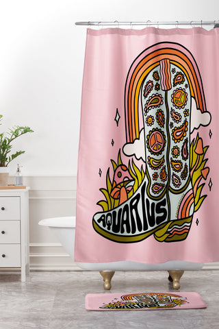 Doodle By Meg Aquarius Cowboy Boots Shower Curtain And Mat
