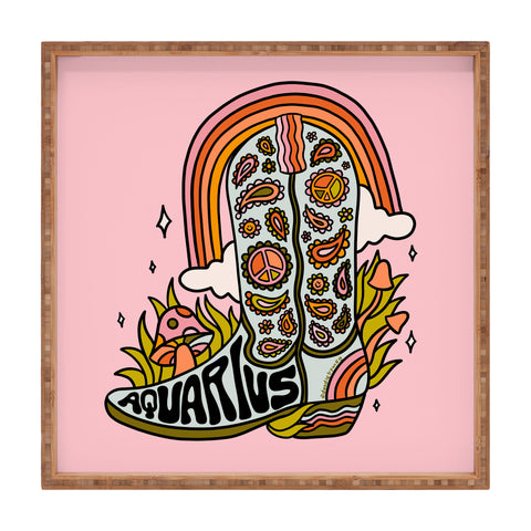 Doodle By Meg Aquarius Cowboy Boots Square Tray