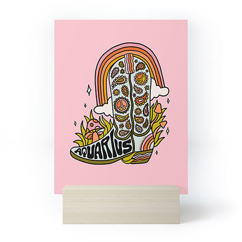 Doodle By Meg Aquarius Cowboy Boots Mini Art Print