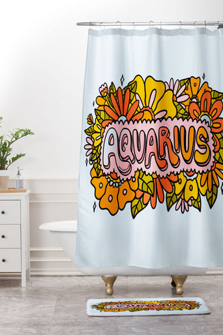 Doodle By Meg Aquarius Flowers Shower Curtain And Mat