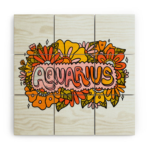 Doodle By Meg Aquarius Flowers Wood Wall Mural