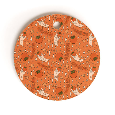 Doodle By Meg Aquarius Persimmon Print Cutting Board Round