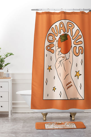 Doodle By Meg Aquarius Persimmon Shower Curtain And Mat