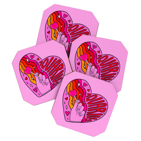 Doodle By Meg Aquarius Valentine Coaster Set