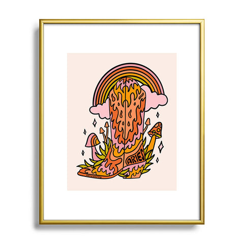 Doodle By Meg Aries Cowboy Boot Metal Framed Art Print