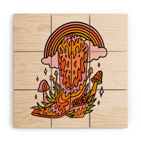 Doodle By Meg Aries Cowboy Boot Wood Wall Mural