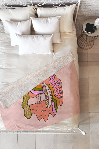 Doodle By Meg Aries Mushroom Fleece Throw Blanket