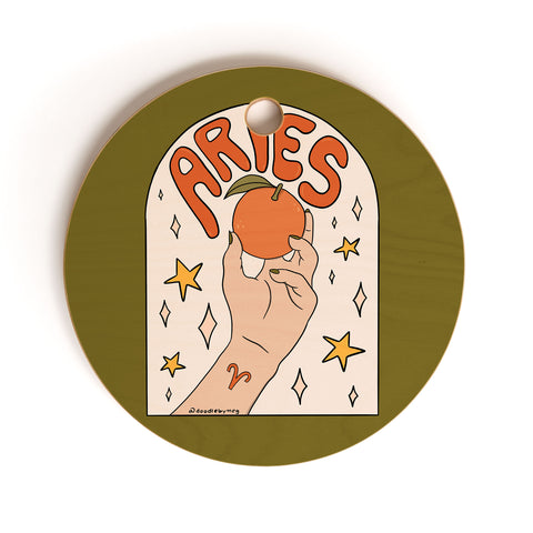 Doodle By Meg Aries Orange Cutting Board Round