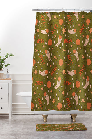 Doodle By Meg Aries Orange Print Shower Curtain And Mat
