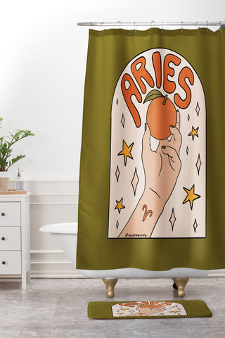 Doodle By Meg Aries Orange Shower Curtain And Mat