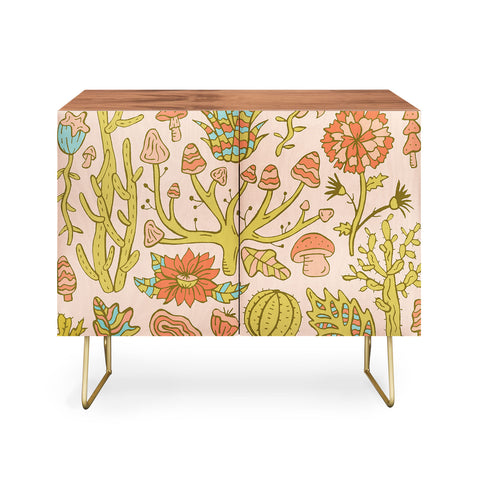 Doodle By Meg Cactus and Mushrooms Credenza