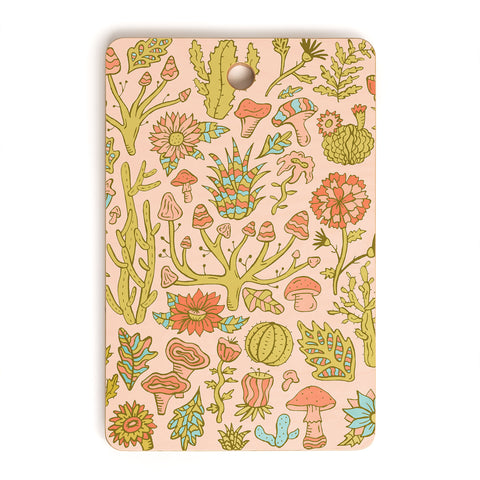 Doodle By Meg Cactus and Mushrooms Cutting Board Rectangle