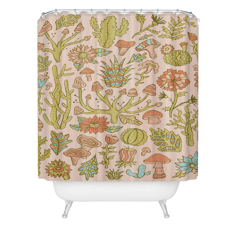 Doodle By Meg Cactus and Mushrooms Shower Curtain