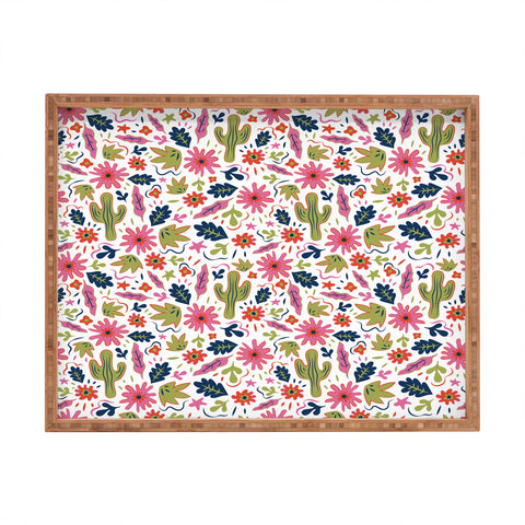 Doodle By Meg Cactus Folk Print Rectangular Tray