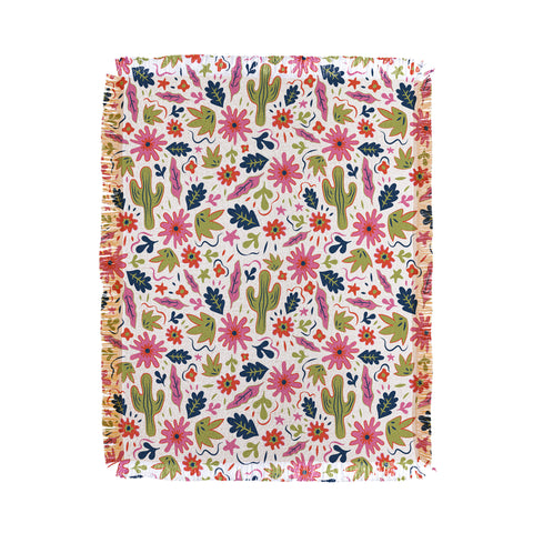 Doodle By Meg Cactus Folk Print Throw Blanket