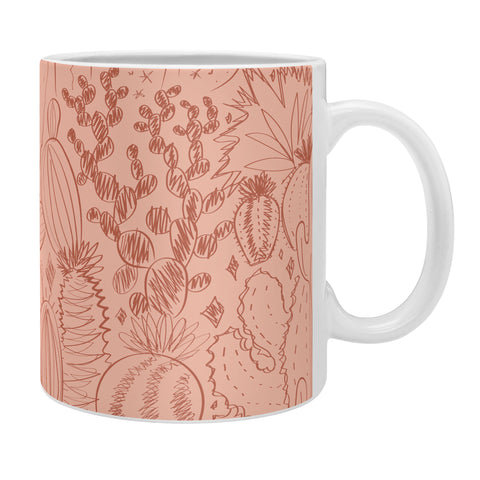 Doodle By Meg Cactus Scene in Pink Coffee Mug