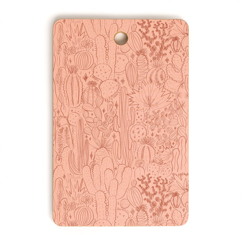 Doodle By Meg Cactus Scene in Pink Cutting Board Rectangle