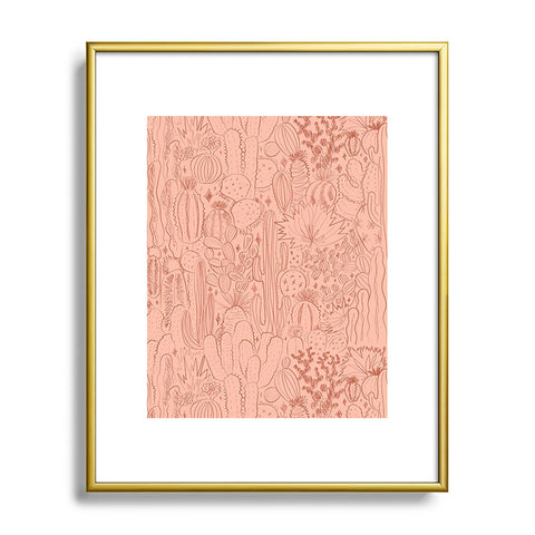 Doodle By Meg Cactus Scene in Pink Metal Framed Art Print
