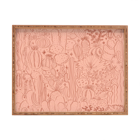 Doodle By Meg Cactus Scene in Pink Rectangular Tray