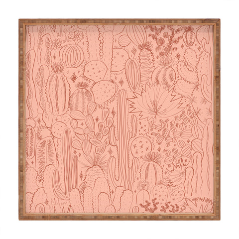 Doodle By Meg Cactus Scene in Pink Square Tray