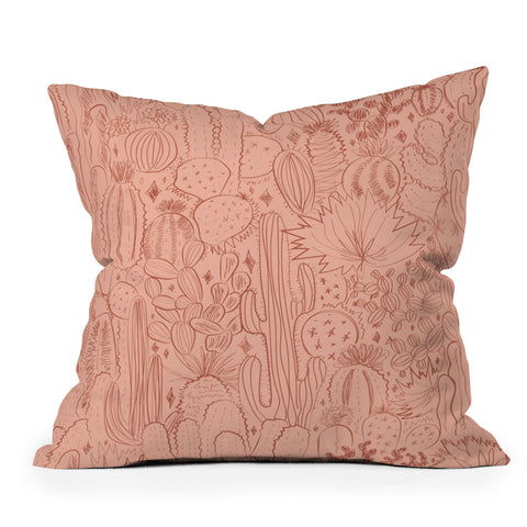 Doodle By Meg Cactus Scene in Pink Throw Pillow