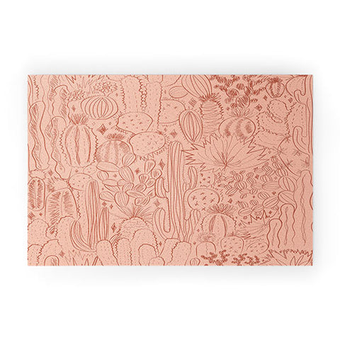 Doodle By Meg Cactus Scene in Pink Welcome Mat
