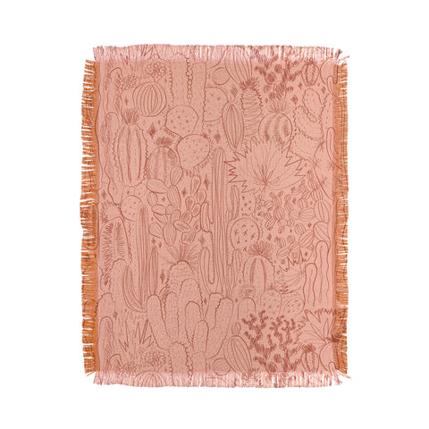 Doodle By Meg Cactus Scene in Pink Throw Blanket