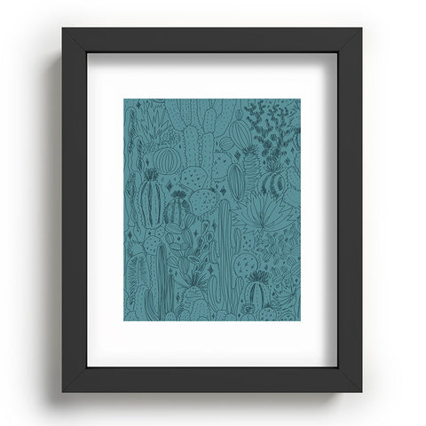 Doodle By Meg Cactus Scenes in Blue Recessed Framing Rectangle