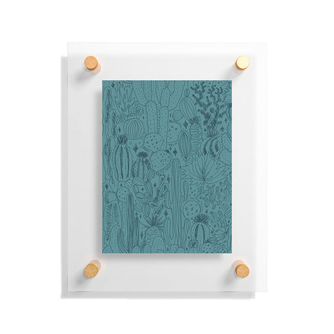 Doodle By Meg Cactus Scenes in Blue Floating Acrylic Print